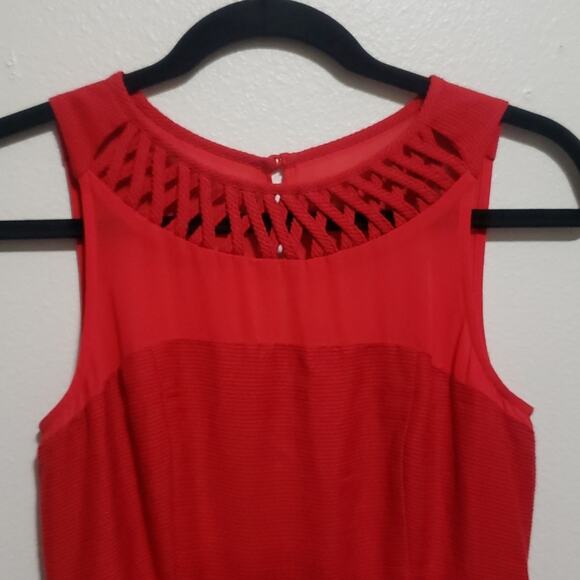 Anthropologie Maeve Lattice Neck Dress Red - Picture 4 of 10
